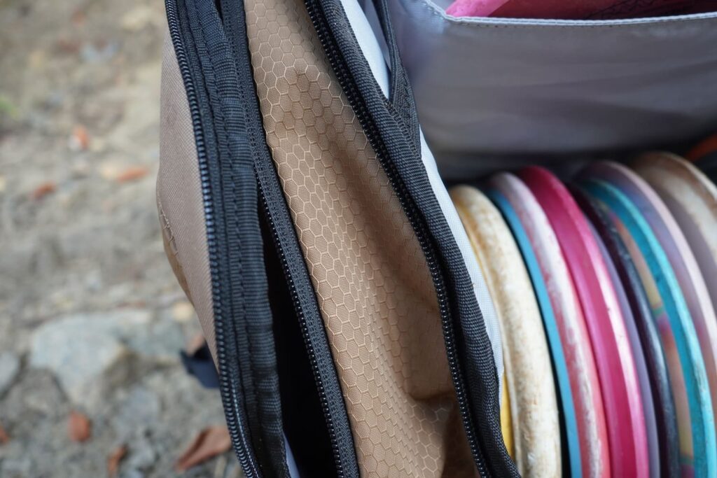 close up of upper park bag materials